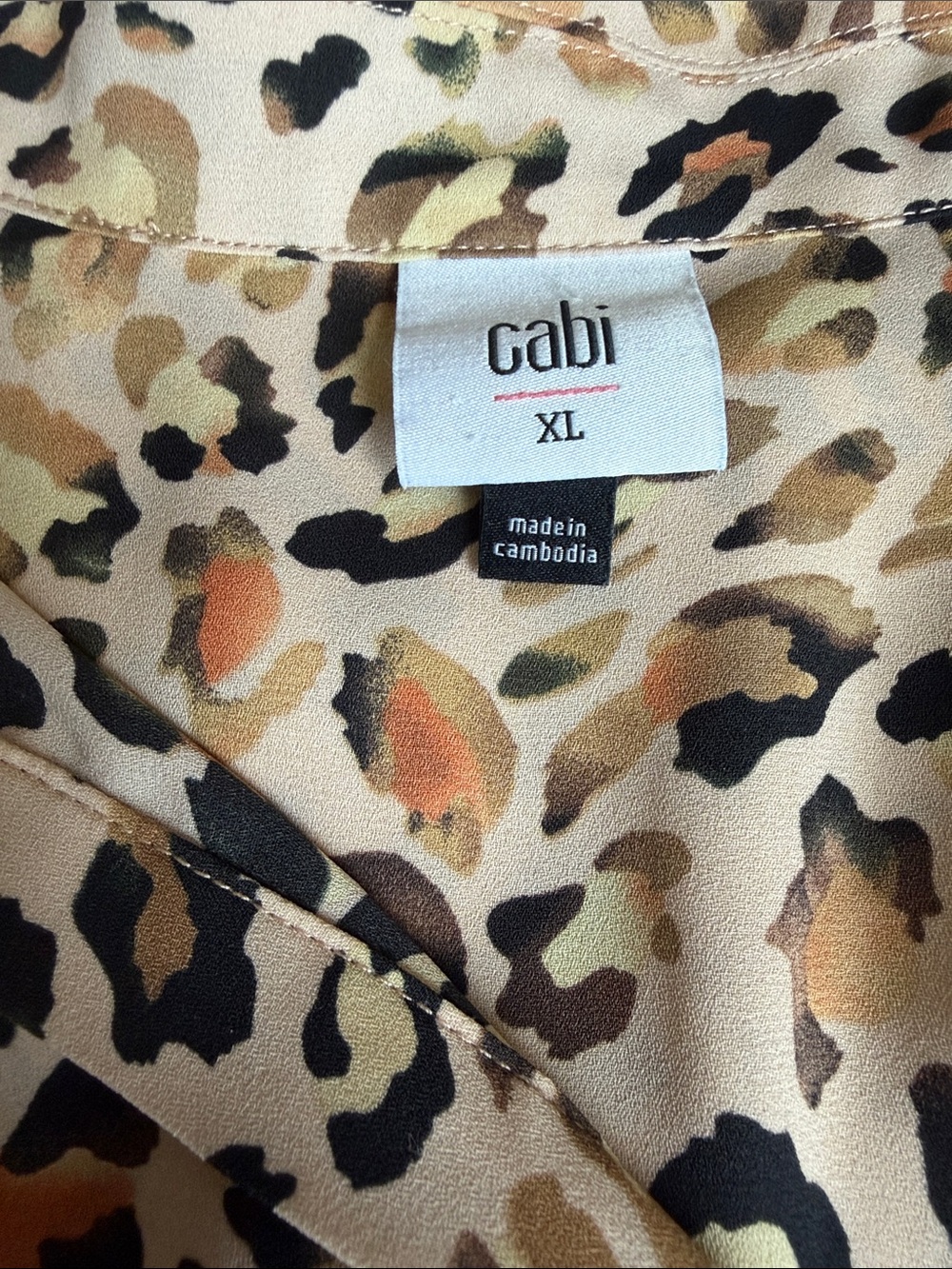 CAbi Leopard Print Blouse in Tan, Brown & Black